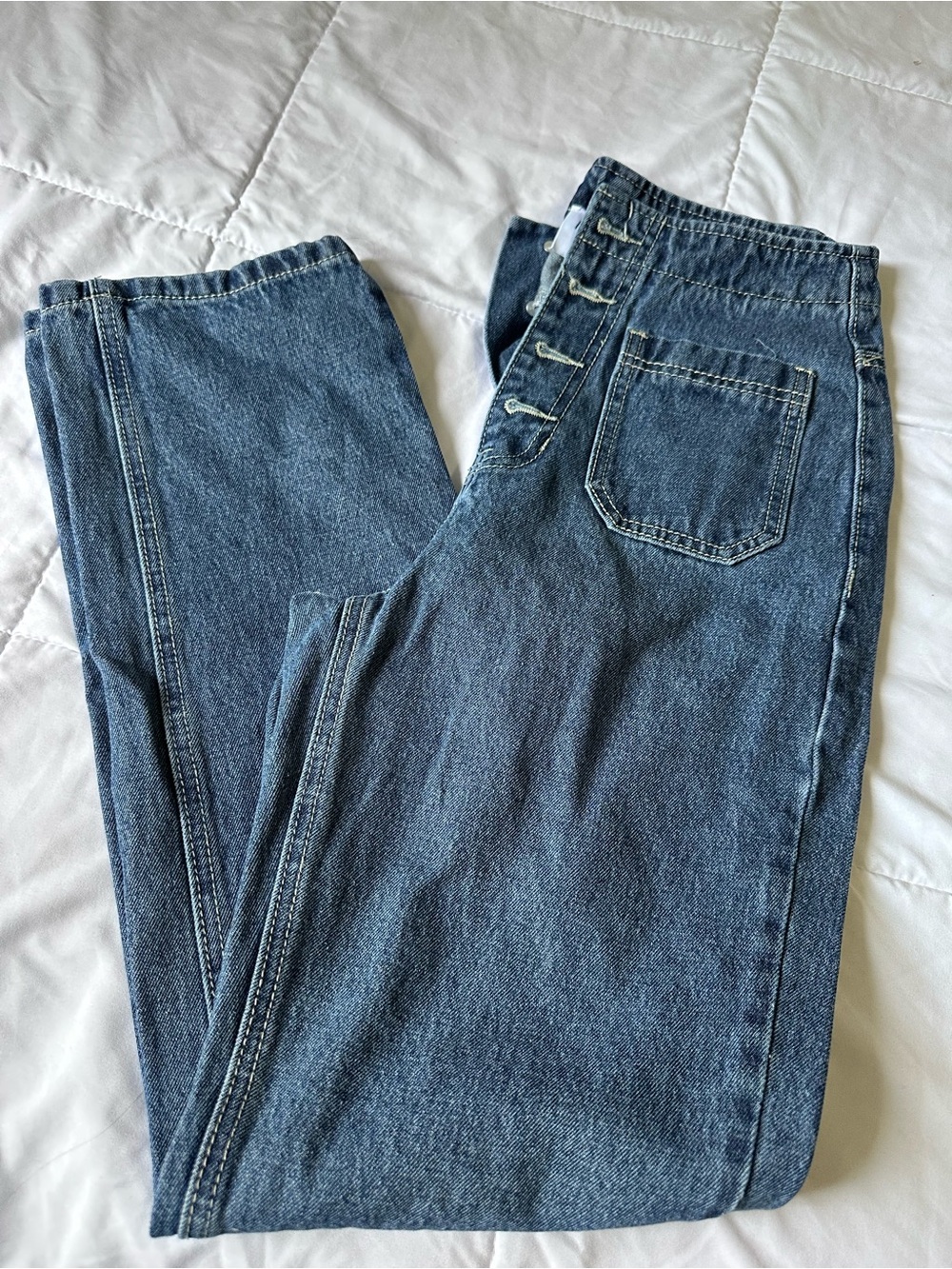 Princess Polly Straight-Leg Mid Blue Denim Jeans